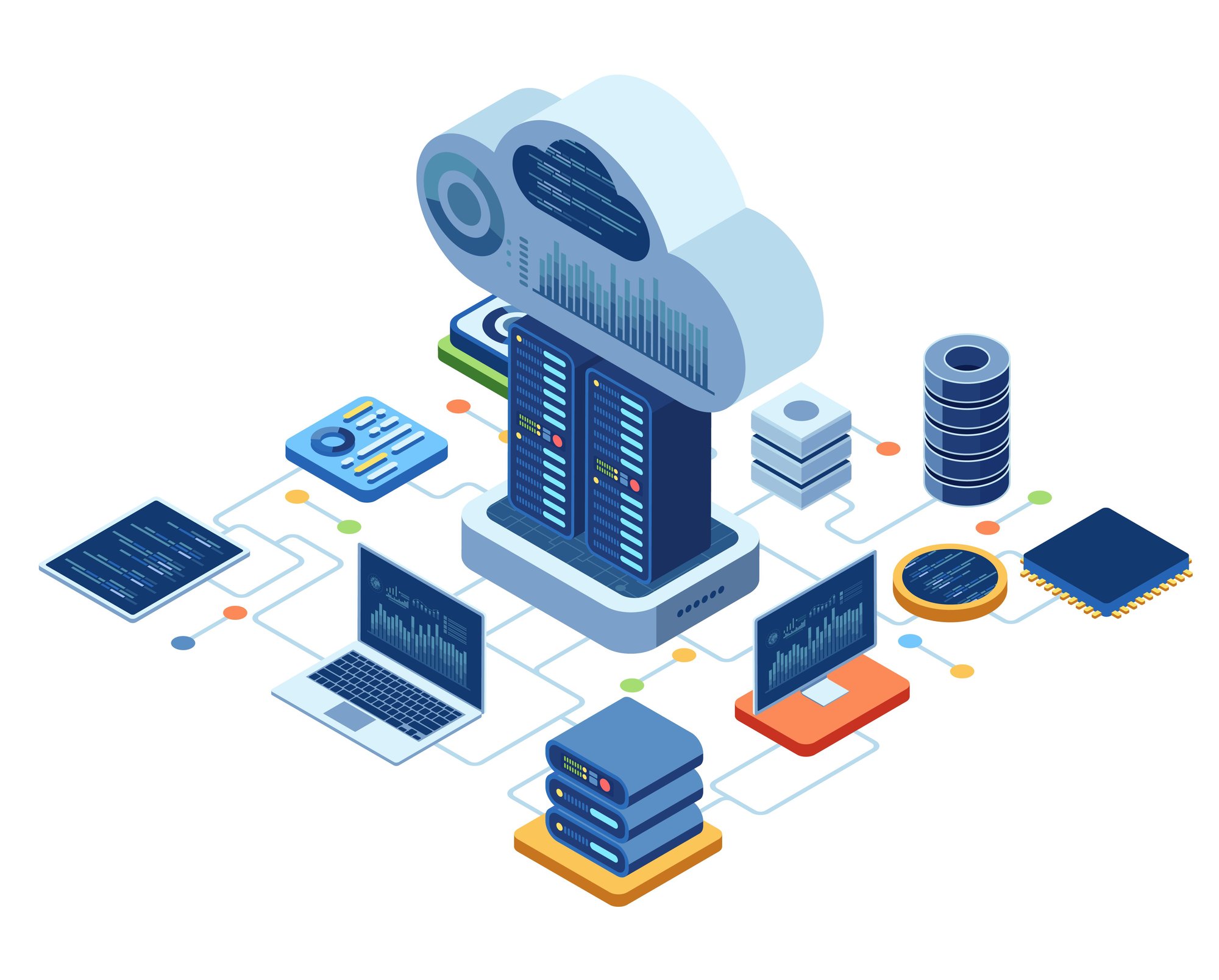 Isometric Cloud Based Solution with Data Center Connectivity-1