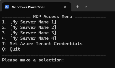 PowerShell Menu for Azure CLI Bastion